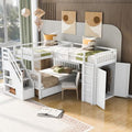 L-Shaped Twin-Twin Over Full Bunk Bed with Stairs and Guardrails H5962