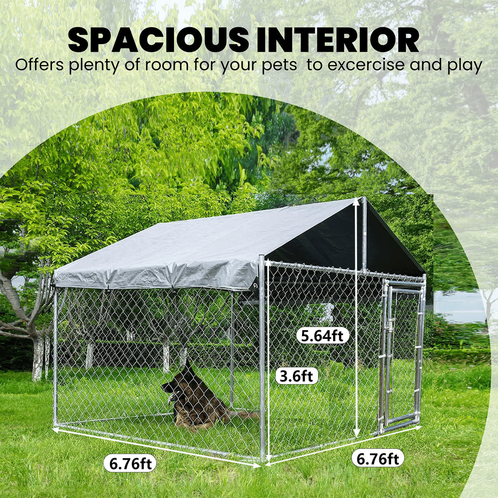 Large Outdoor Dog Kennel with Waterproof Cover and Lock C29955