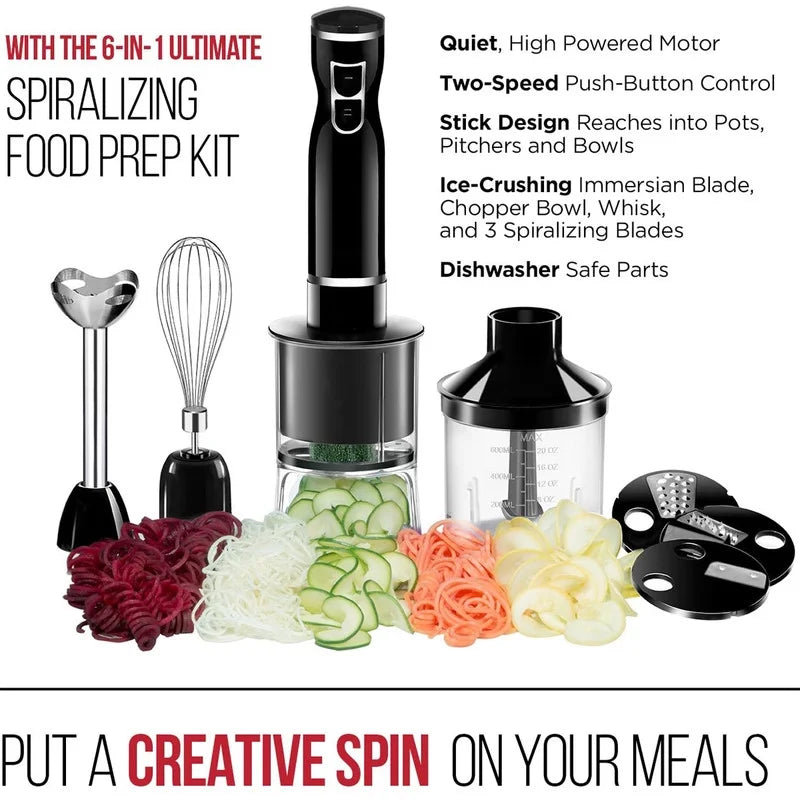 Countertop Blender & Immersion Blender 6-in-1 Food Prep Combo Kit Y8742