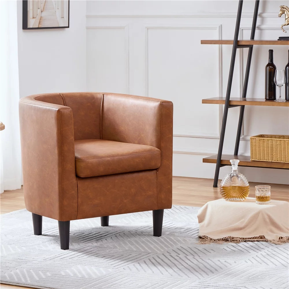 Brown Faux Leather Upholstered Accent Chair Y318