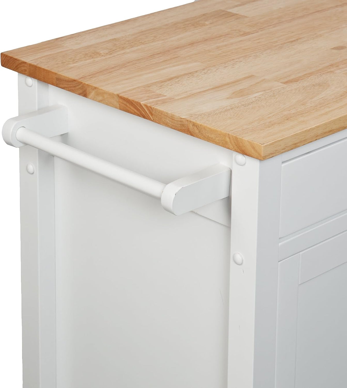 White Rolling Kitchen Cart Island with Cabinet S7712