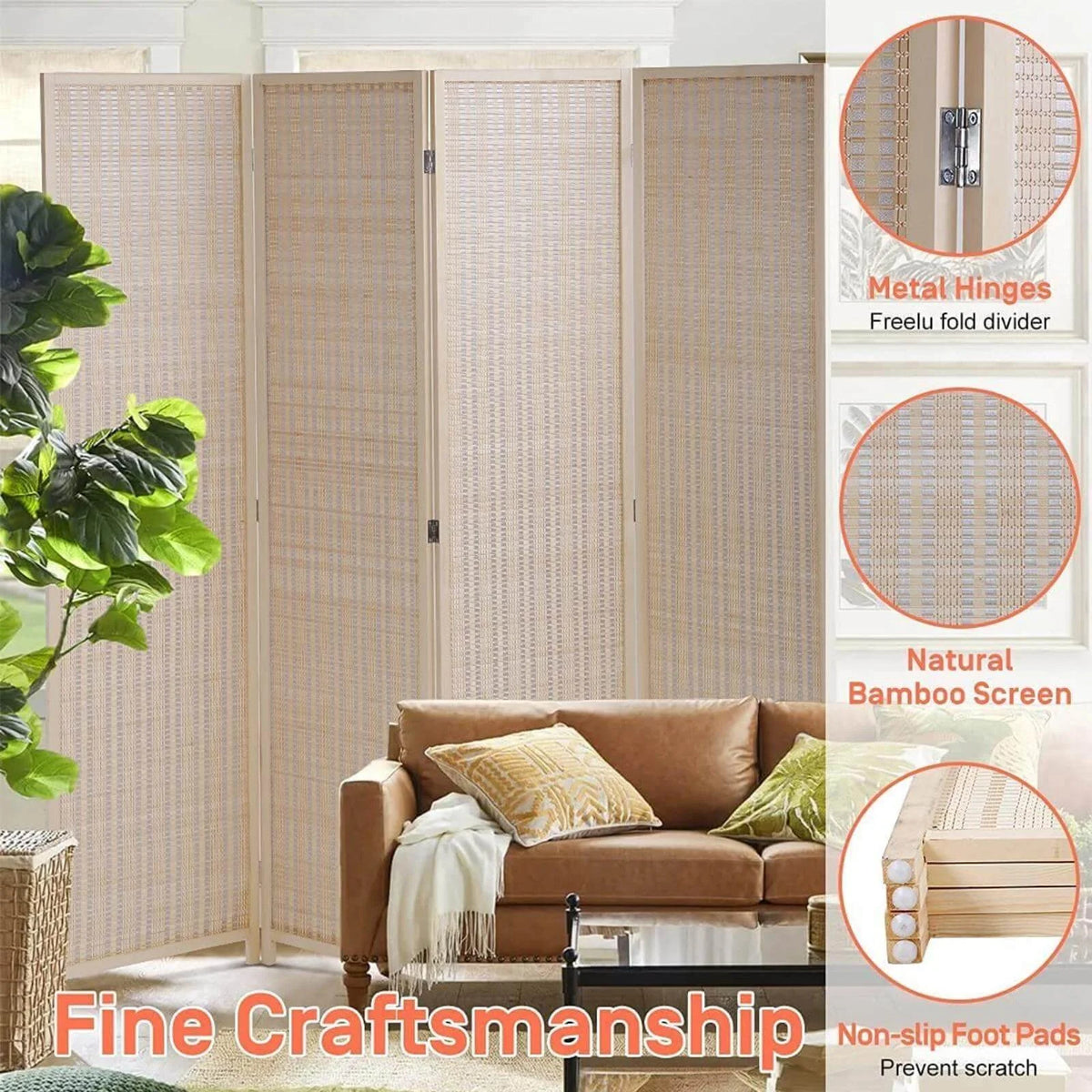 4 Panel Folding Privacy Screen I222