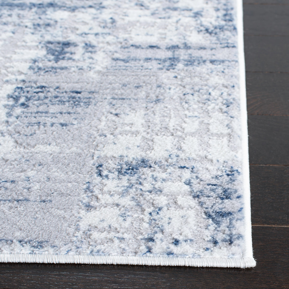 Navy Light Grey Abstract Area Rug 8' x 10' R9458