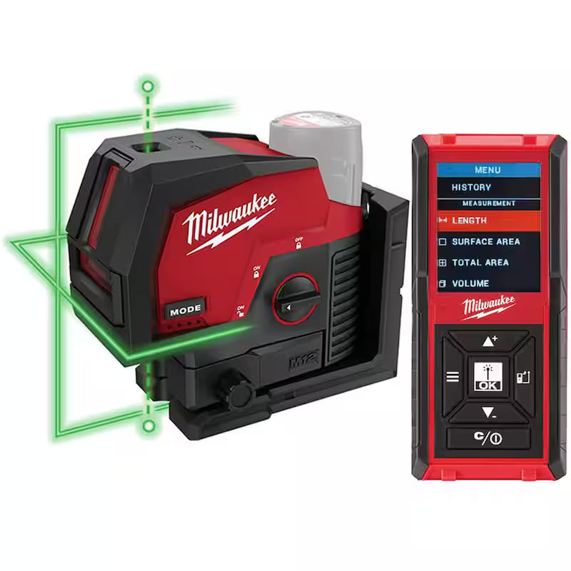 12-Volt Cordless Green Laser Level with Laser Distance Meter E651