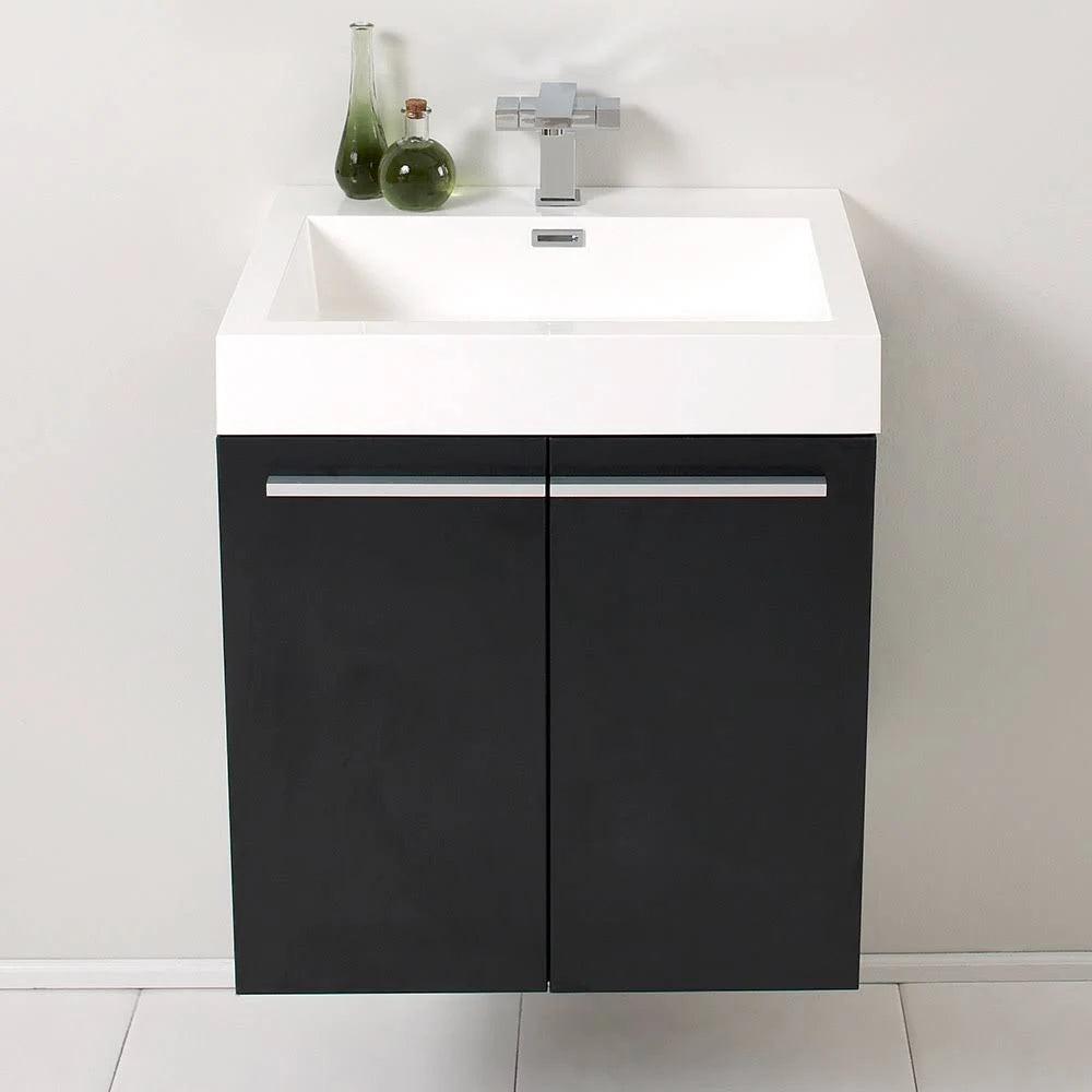 Black Modern Bathroom Cabinet with Integrated Sink O61458