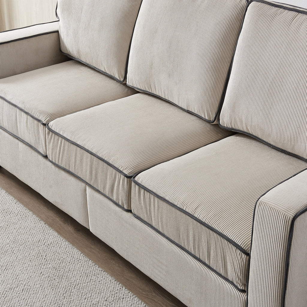 Beige Corduroy 3 Seater Sectional Sofa Y143