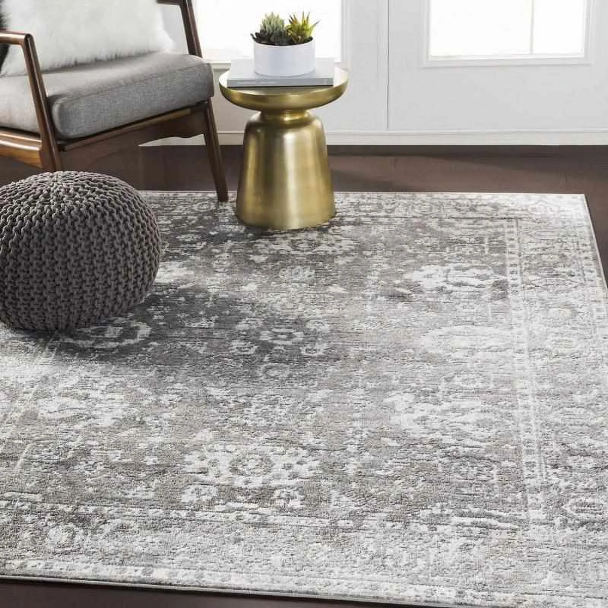 9x12 Gray Charcoal White Area Rug F45115