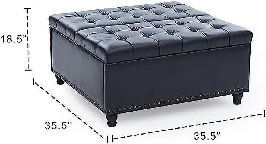 Large Square Tufted Upholstered Ottoman Bench B6897