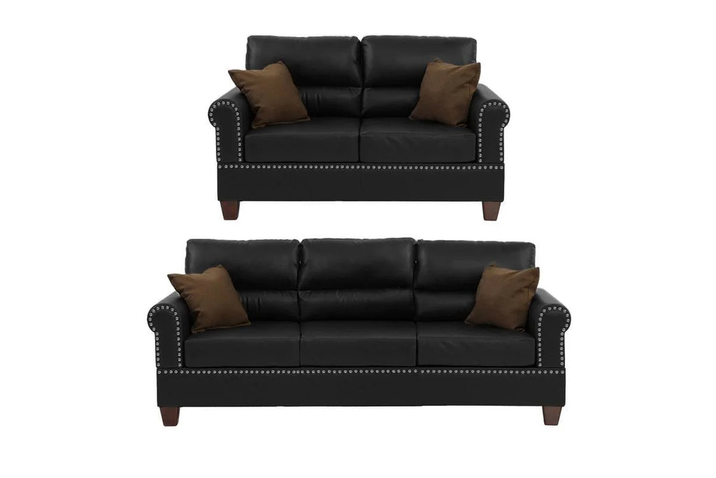 Black 2pc Bonded Leather Sofa Set C365486