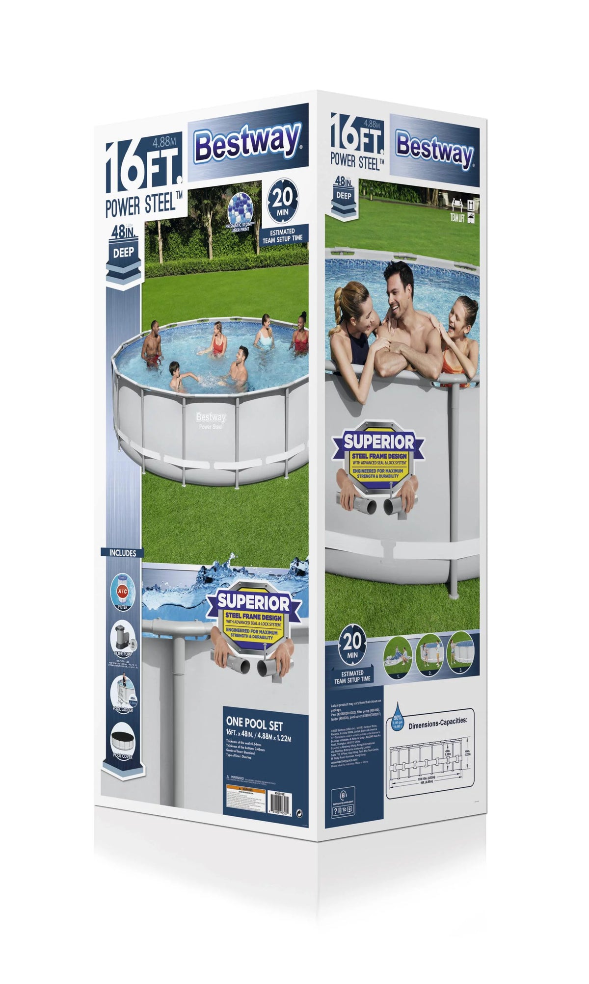 Power Steel 16' x 48 Above Ground Pool Set U350130