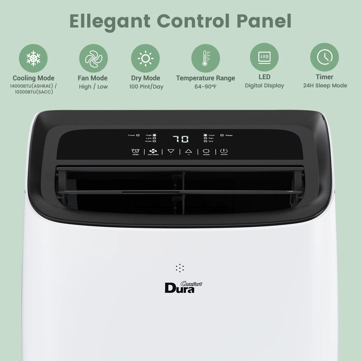 10200 BTU Portable Air Conditioner up to 450 Sq Ft with Dehumidifier B114