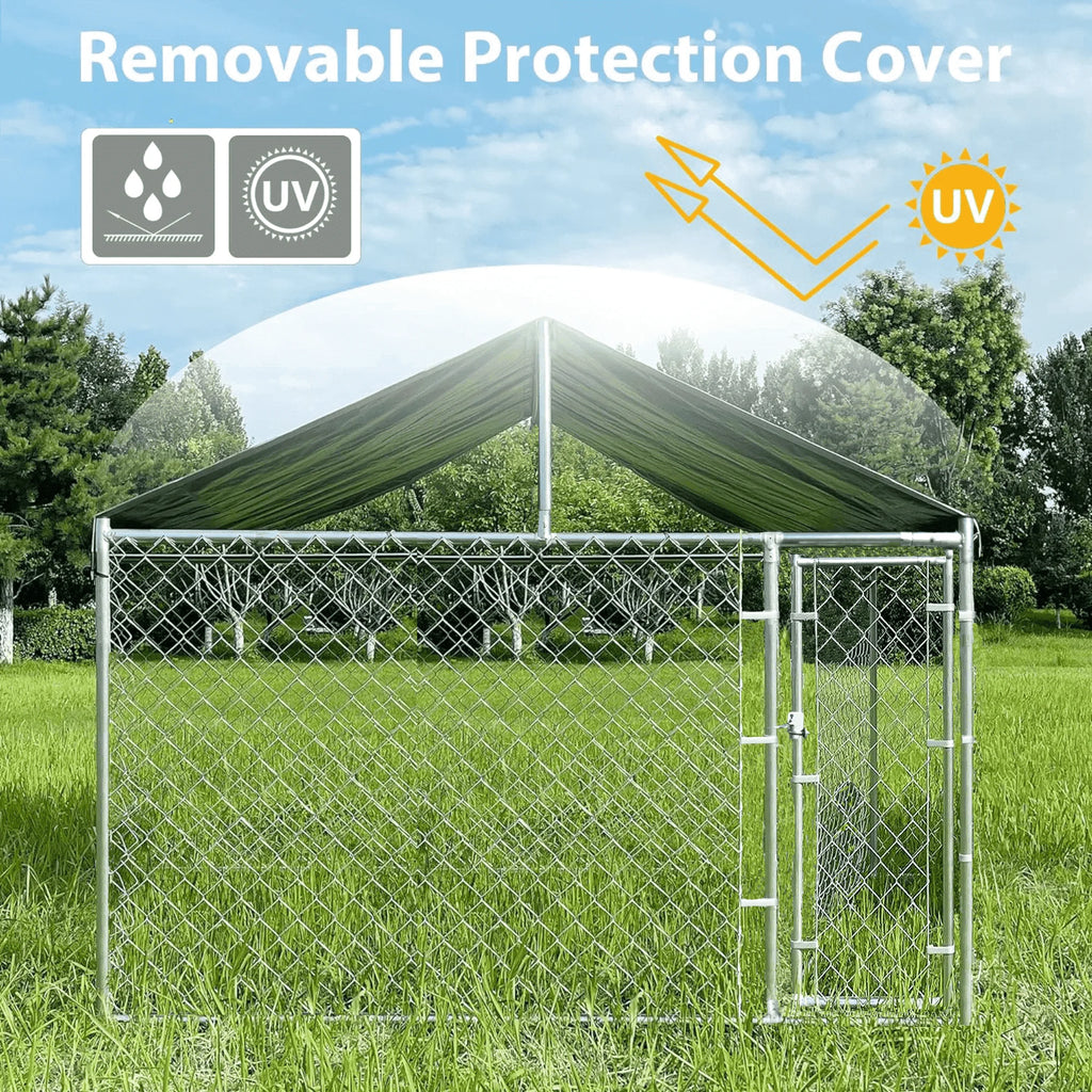 Large Outdoor Dog Kennel with Waterproof Cover and Lock C29955