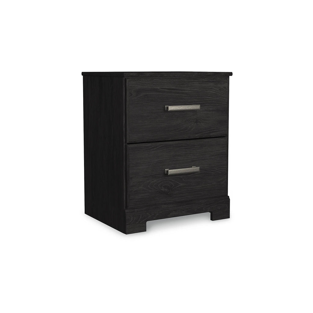 Black 2 Drawer Nightstand C964