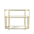 Gold Coating 2-Shelf Glass Top Console Table H859635
