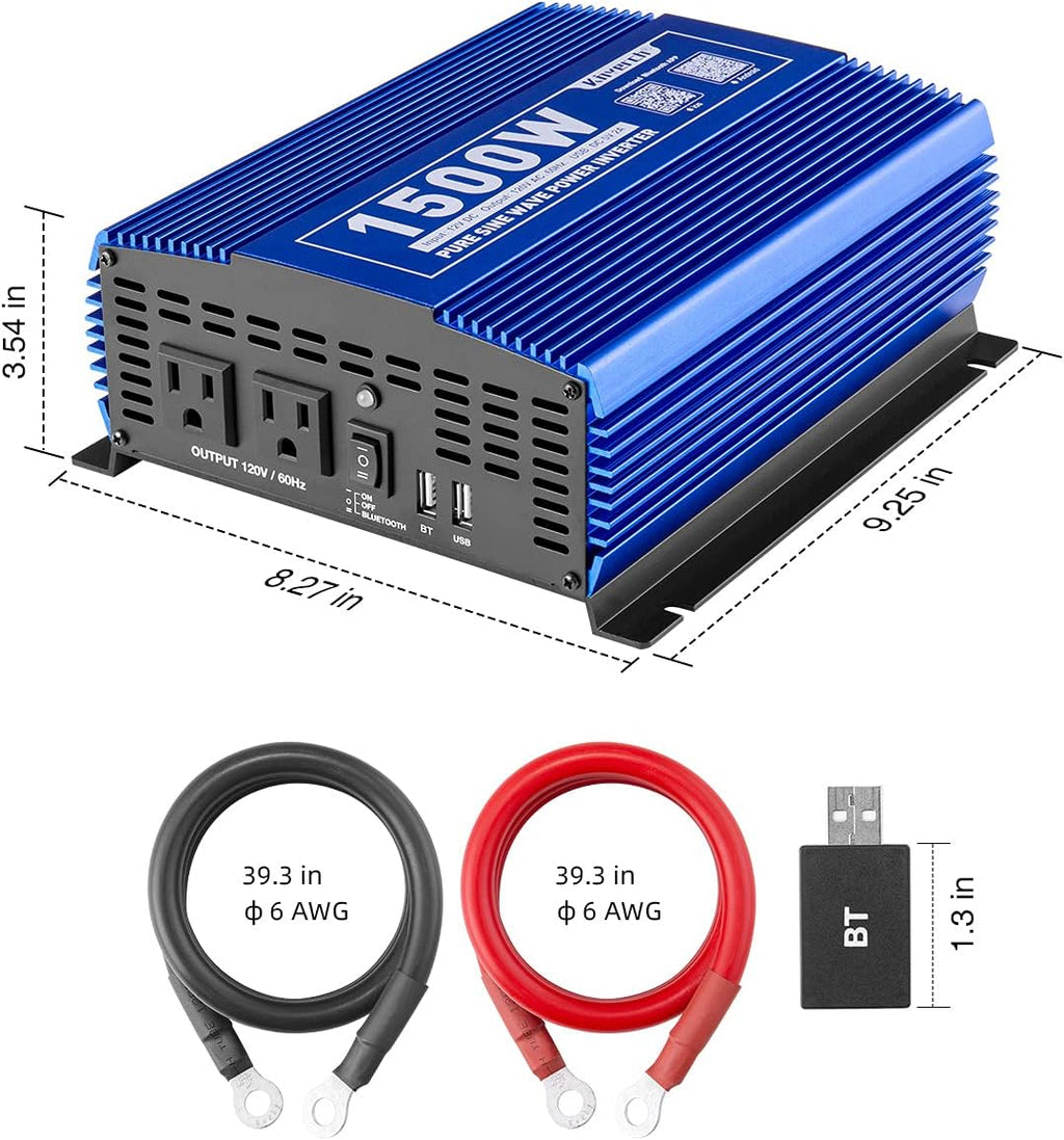 3000W Power Inverter DC12V to 110V AC with 4AC Outlets 2USB Port S25385