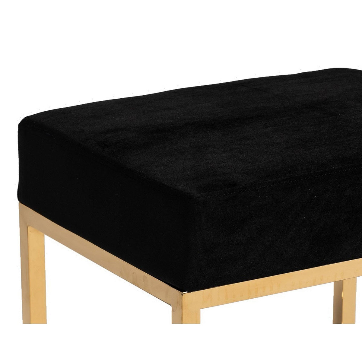 Velvet Upholstered Ottoman with Metal Tubular Base R769909