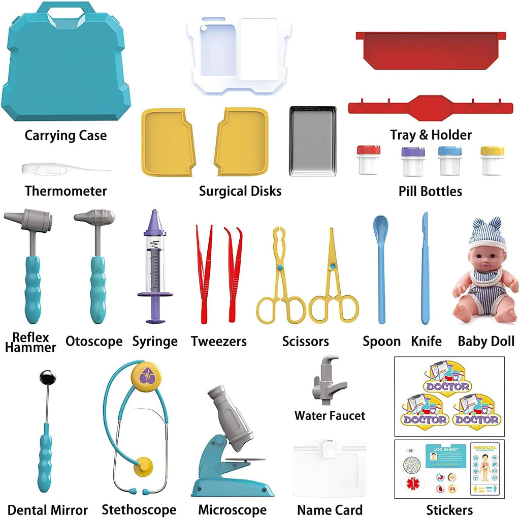 Stainless Steel Toy Medical Tools Set with Carrying Case F410