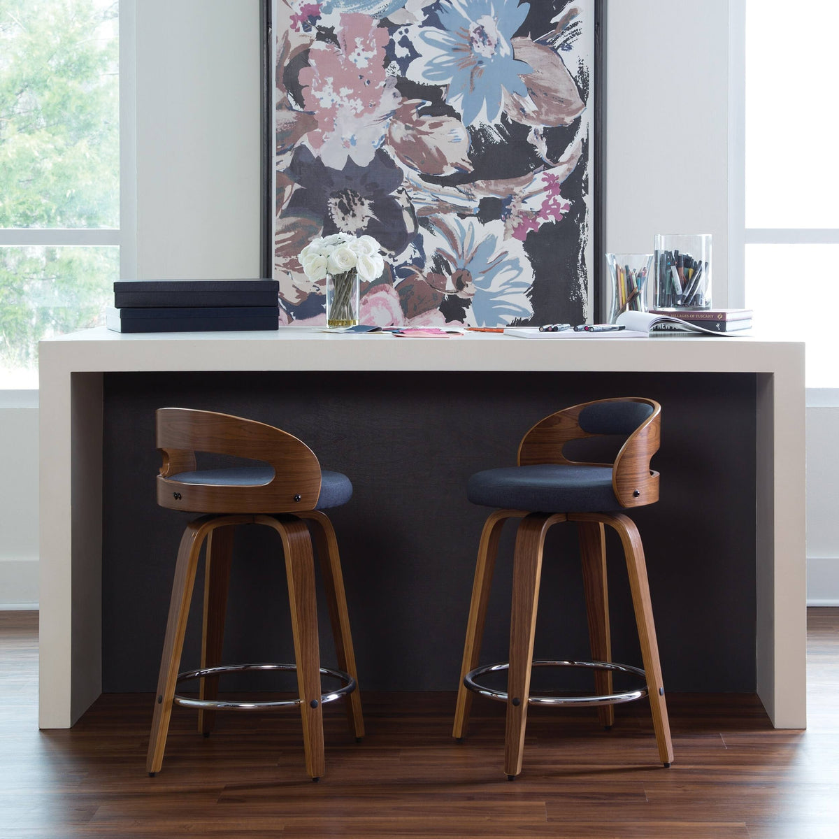 Beige Bentwood Swivel Stool S63131