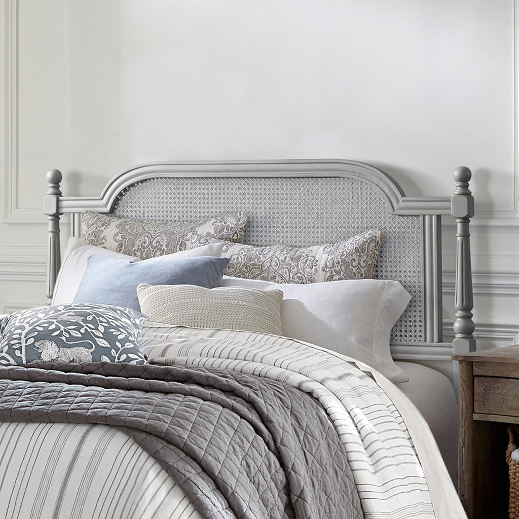 King French Grey Wood and Cane Headboard E799