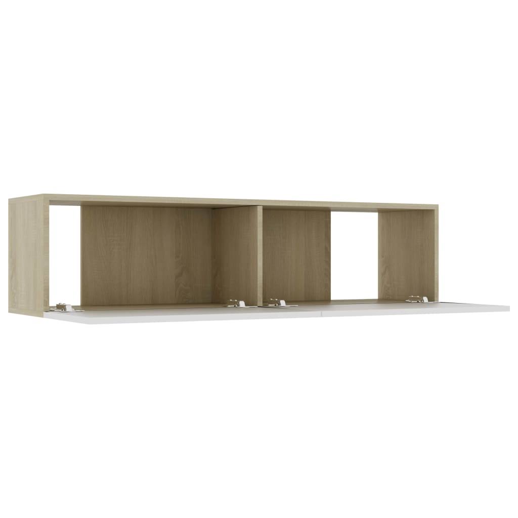 White and Sonoma Oak Chipboard TV Cabinet Q60852