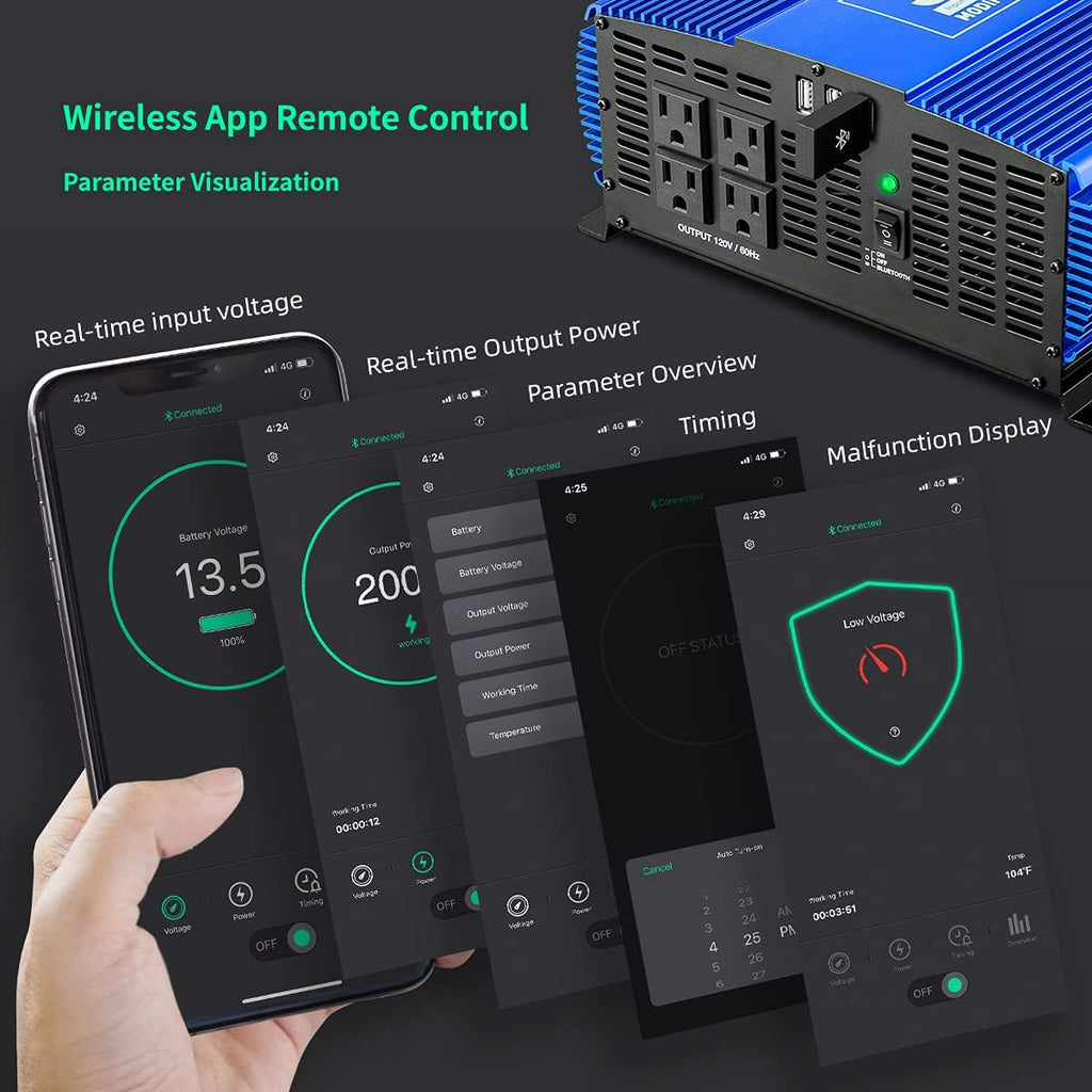 3000W Power Inverter DC12V to 110V AC with 4AC Outlets 2USB Port S25385