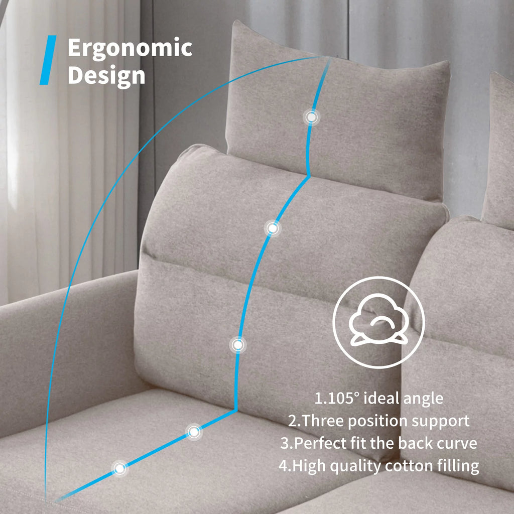 Beige L-Shaped Sectional Sofa with Storage Ottoman and 2 USB Ports Q588056
