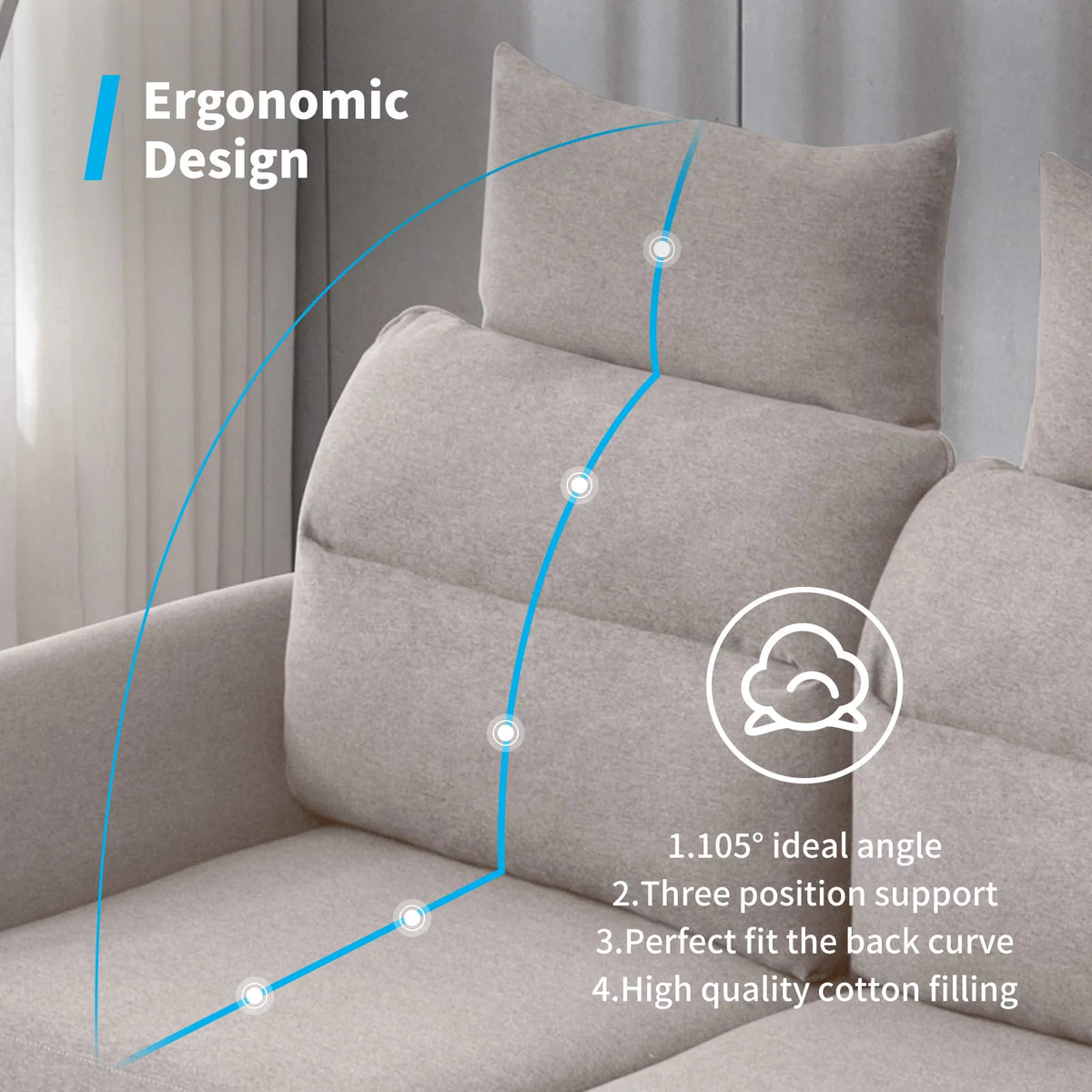 Beige L-Shaped Sectional Sofa with Storage Ottoman and 2 USB Ports Q588056
