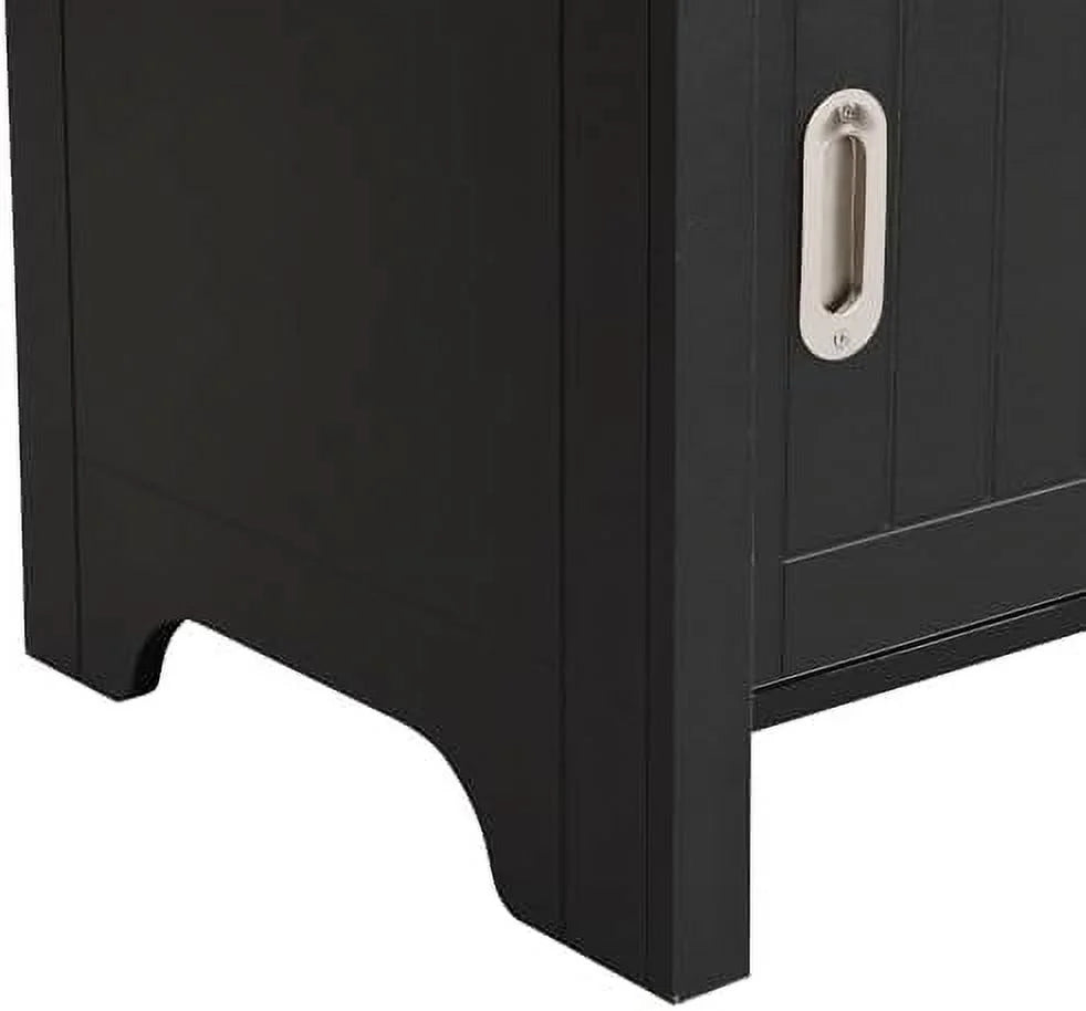 Black Hall Tree with Shoe Drawers and Bench R351806