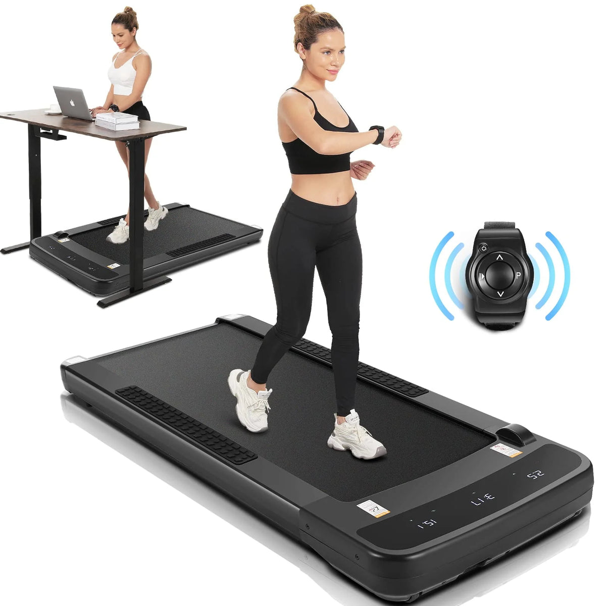 Black Under Desk Treadmill with Remote Control M578