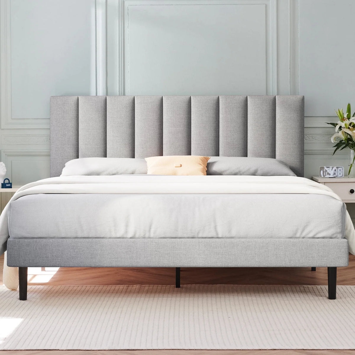 Full Platform Bed Frame with Upholstered Headboard K16836