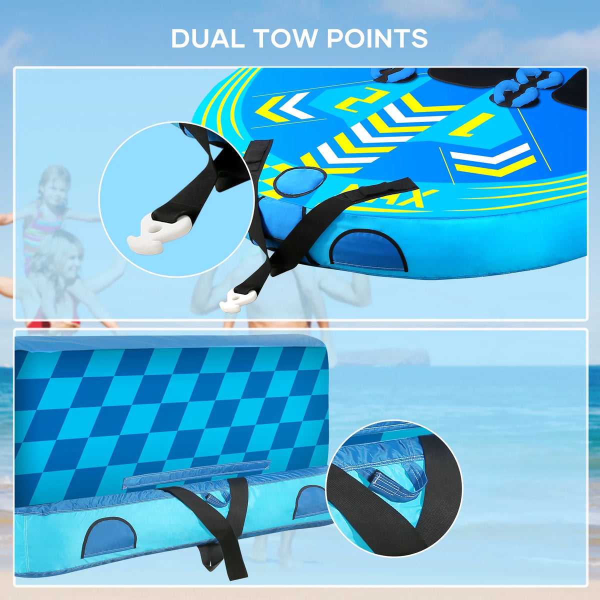 3 Person Inflatable Towable Tube with EVA Foam Seat Pads D66899