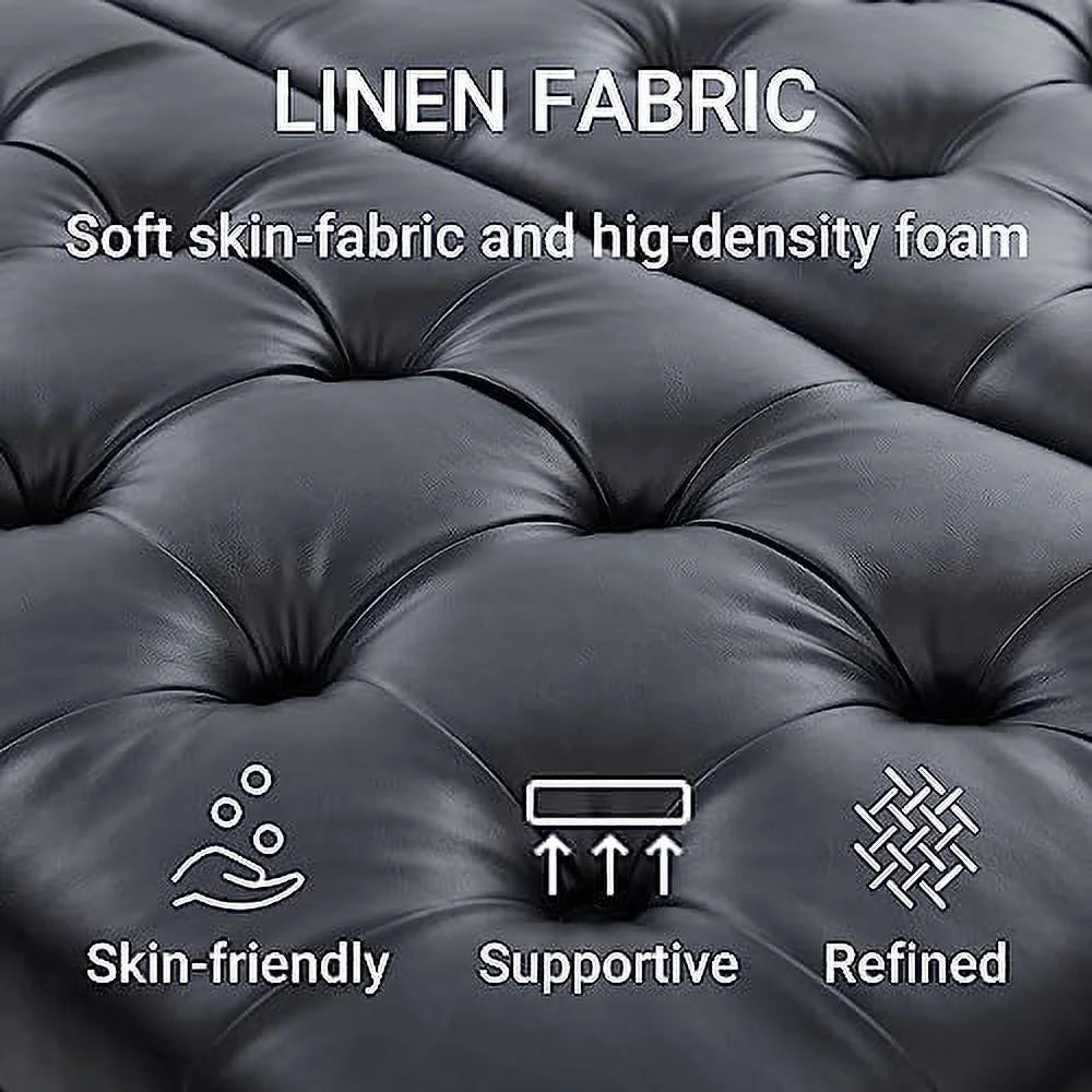 Large Square Tufted Upholstered Ottoman Bench B6897