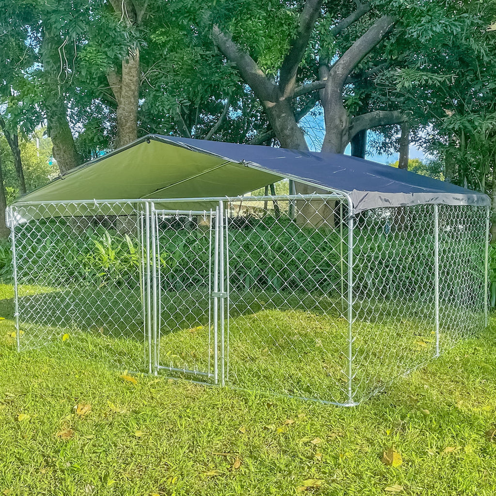 10ft x 10ft Metal Dog Kennel with Roof N98051