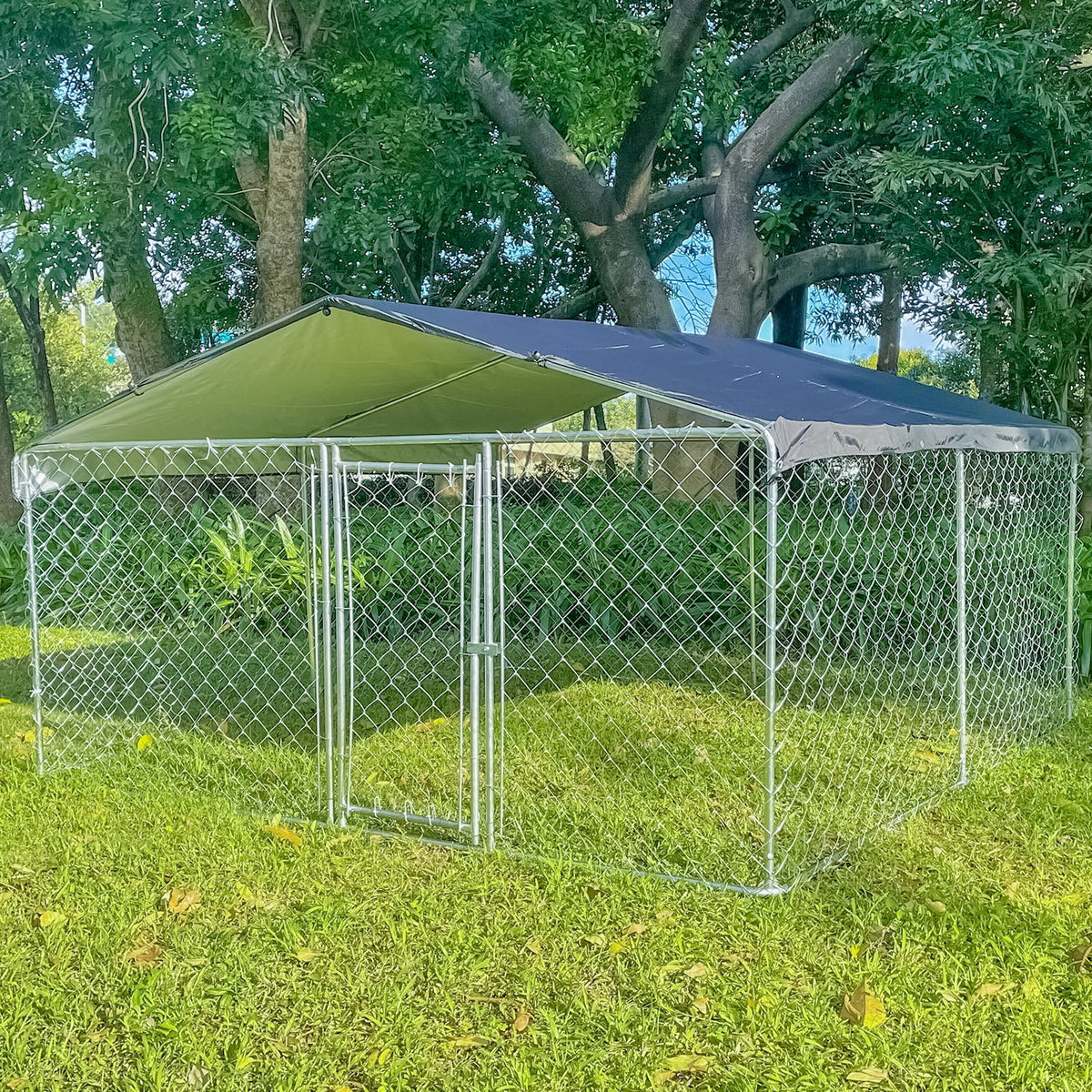 10ft x 10ft Metal Dog Kennel with Roof N98051