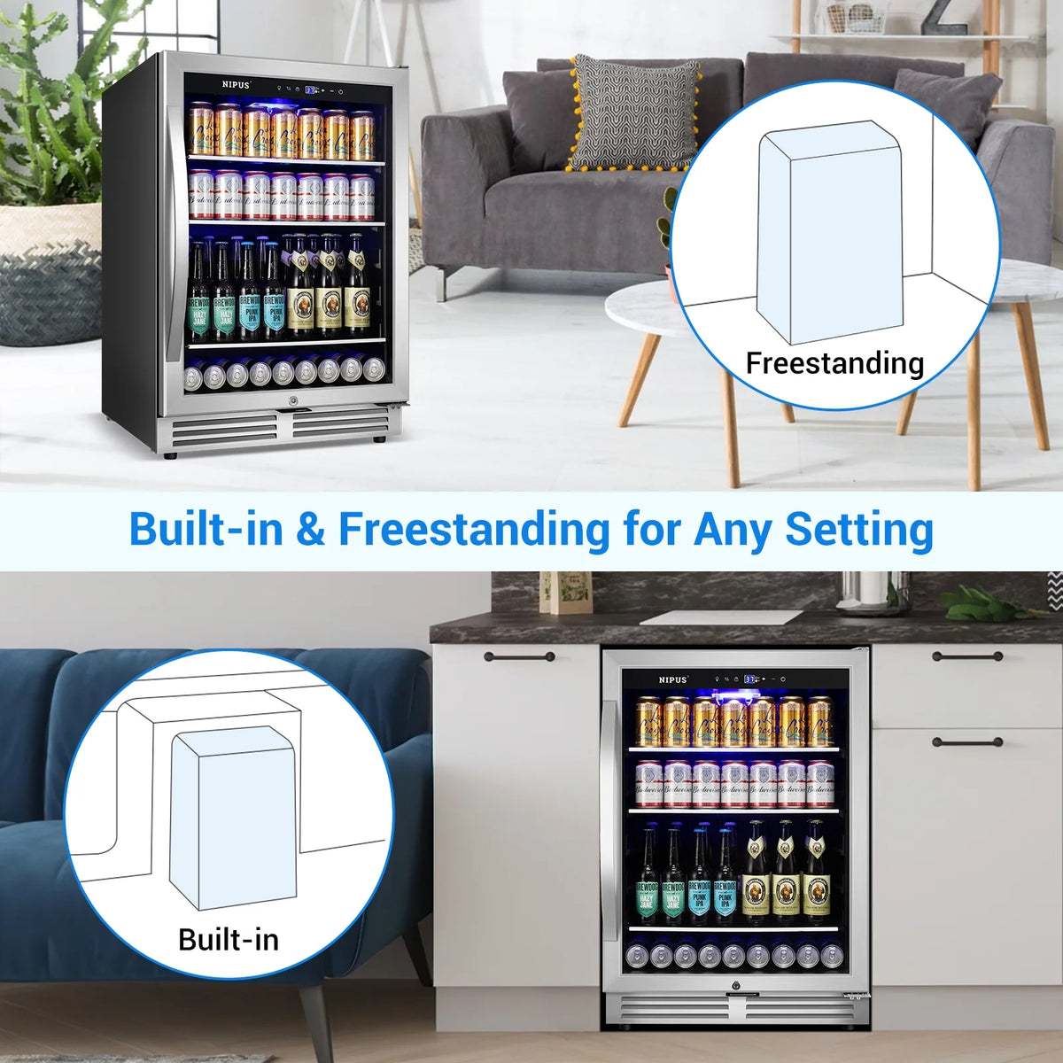24 inch 140 Can Beverage Refrigerator Cooler L908375