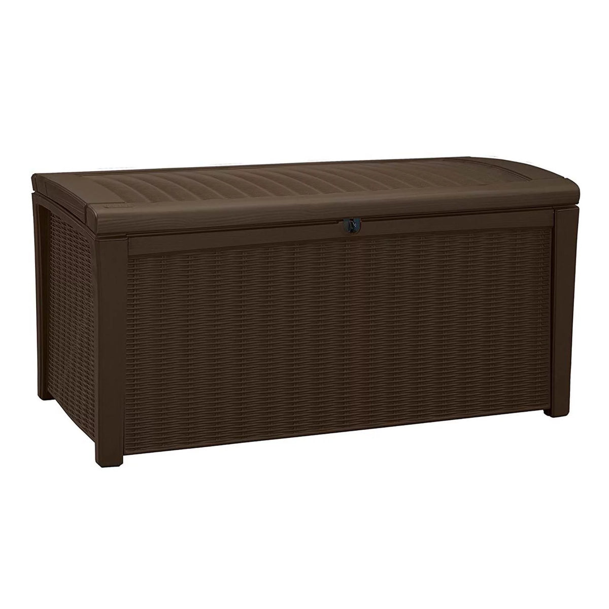 Grey 110 Gallon Plastic Outdoor Storage Deck Box Bench Q74084