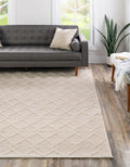 Vanilla Bean Ivory 10' Square Hand Made Geometric Modern Flatweave Rug K66604