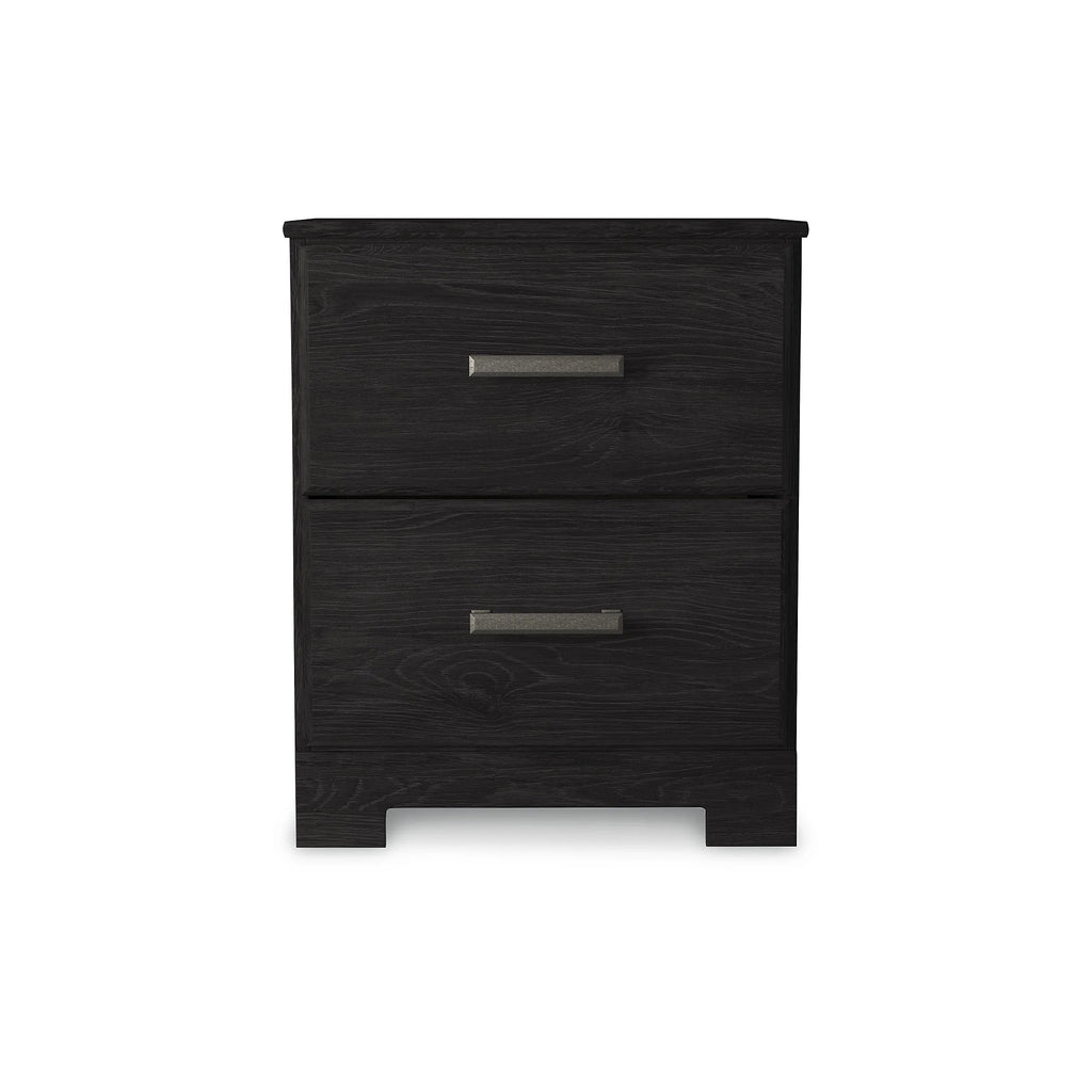 Black 2 Drawer Nightstand C964