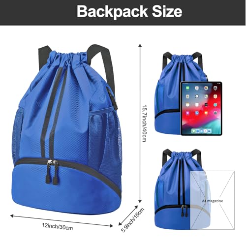 Drawstring Backpack with Shoes Compartment and Wet Proof Pocket U9825