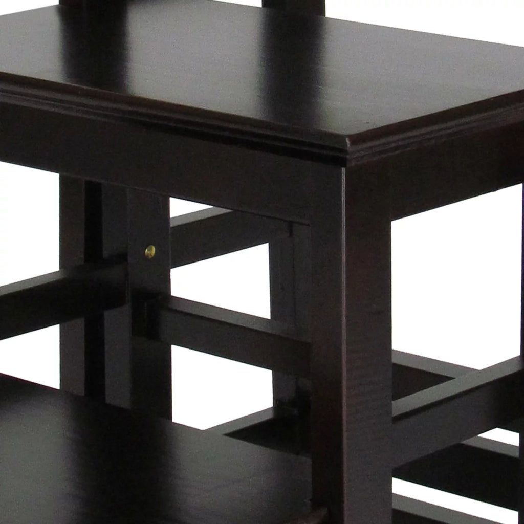 Dark Brown Wooden 3 Step Folding Table J815
