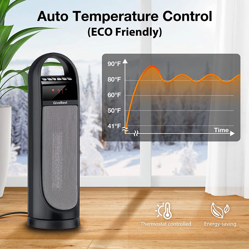 22" Electric Oscillating Tower Space Heater with Thermostat, Remote, Timer, 1500W V20664