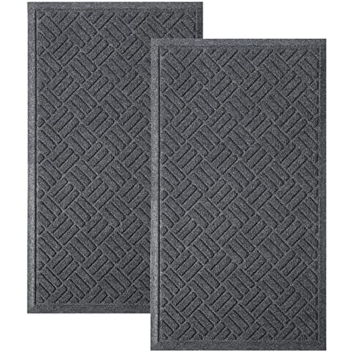 Front Door Mat 2 Pack Absorbent Heavy Duty Doormat 29.5x17.5IN T435139