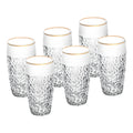 European Crystal Highball Tumbler Set of 6 16 oz Gold Rim T79447