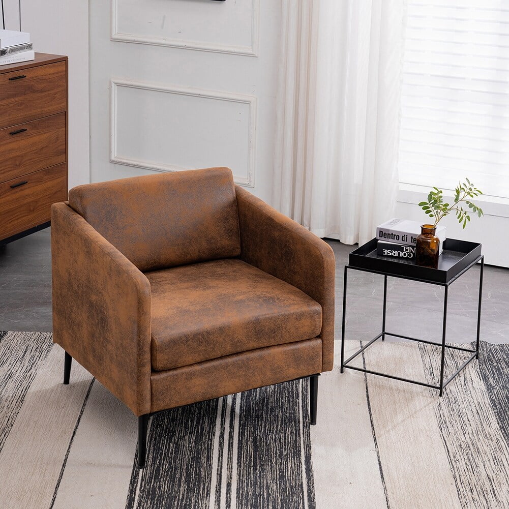 Wooden Frame Accent Chair with Iron Legs Y8660