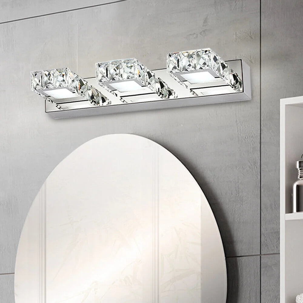 18In 3 Lights Stainless Steel Crystal Vanity Wall Light T844972