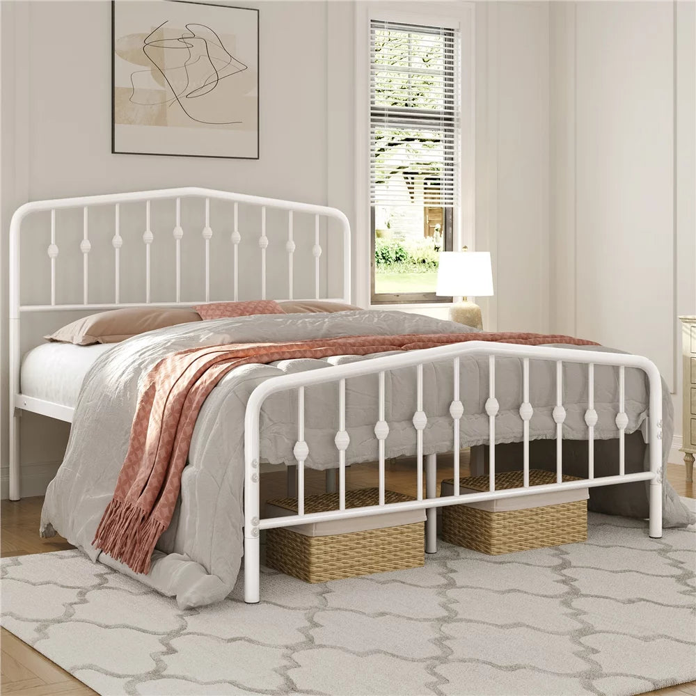 Black Queen Metal Platform Bed Frame with Arched Headboard U28979