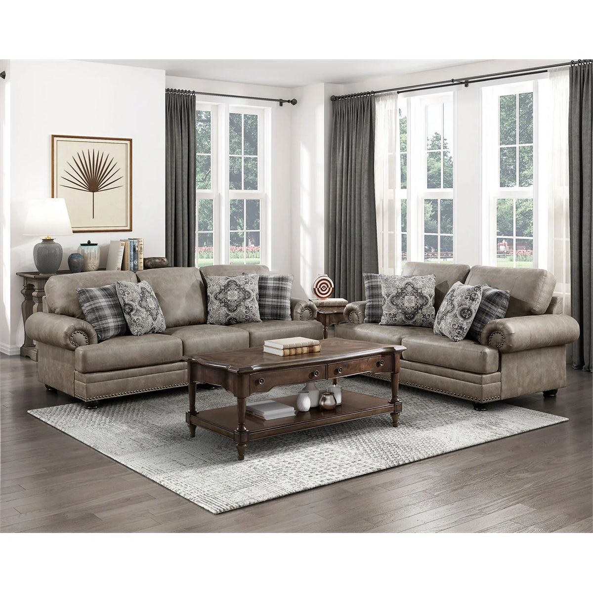 Microfiber Sofa in Mushroom Brown N82004
