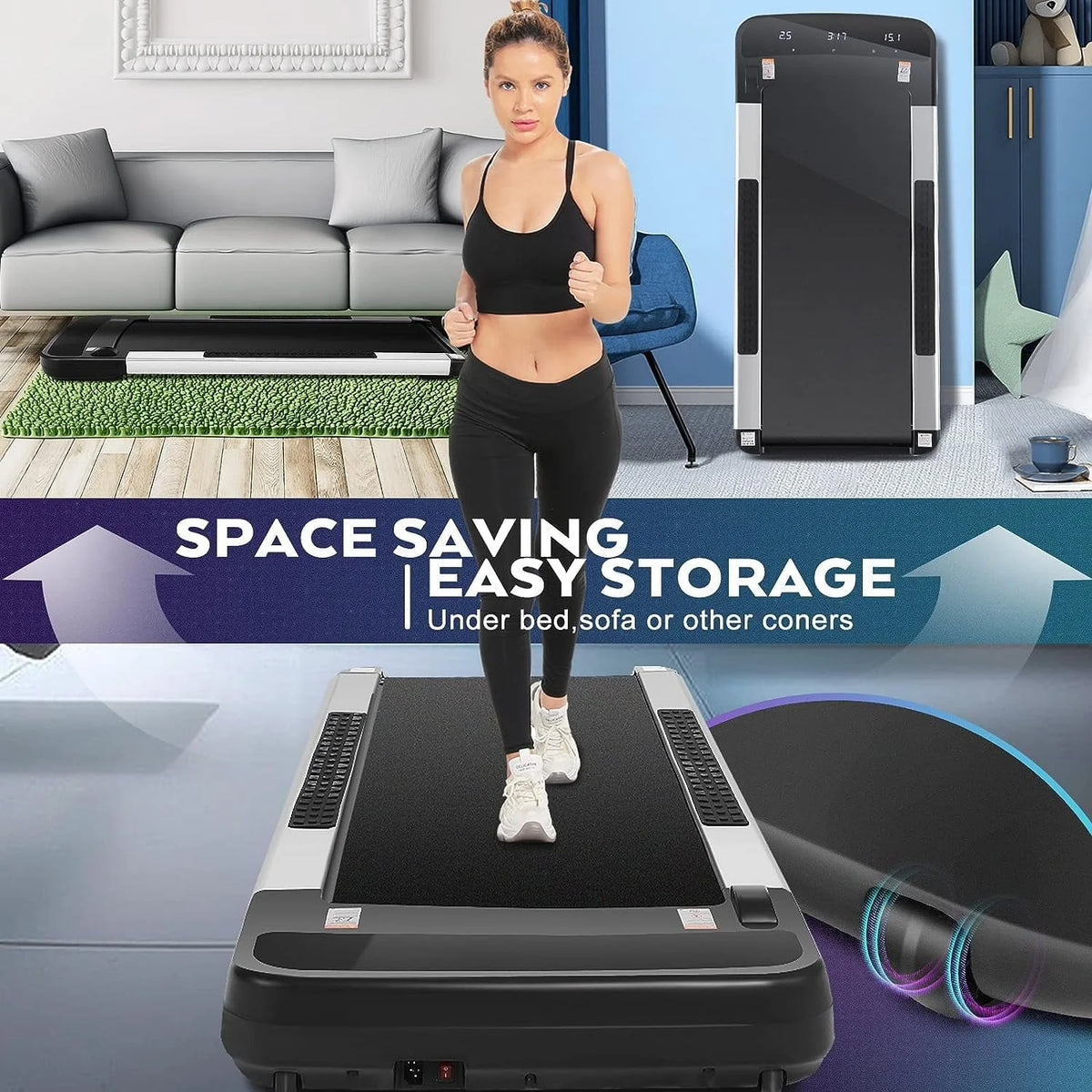 Black Under Desk Treadmill with Remote Control M578