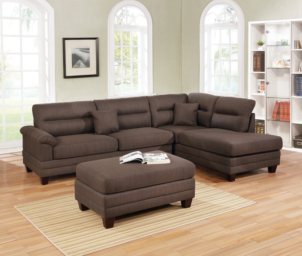 Grey Polyfiber Reversible Sectional Sofa with Ottoman I71147