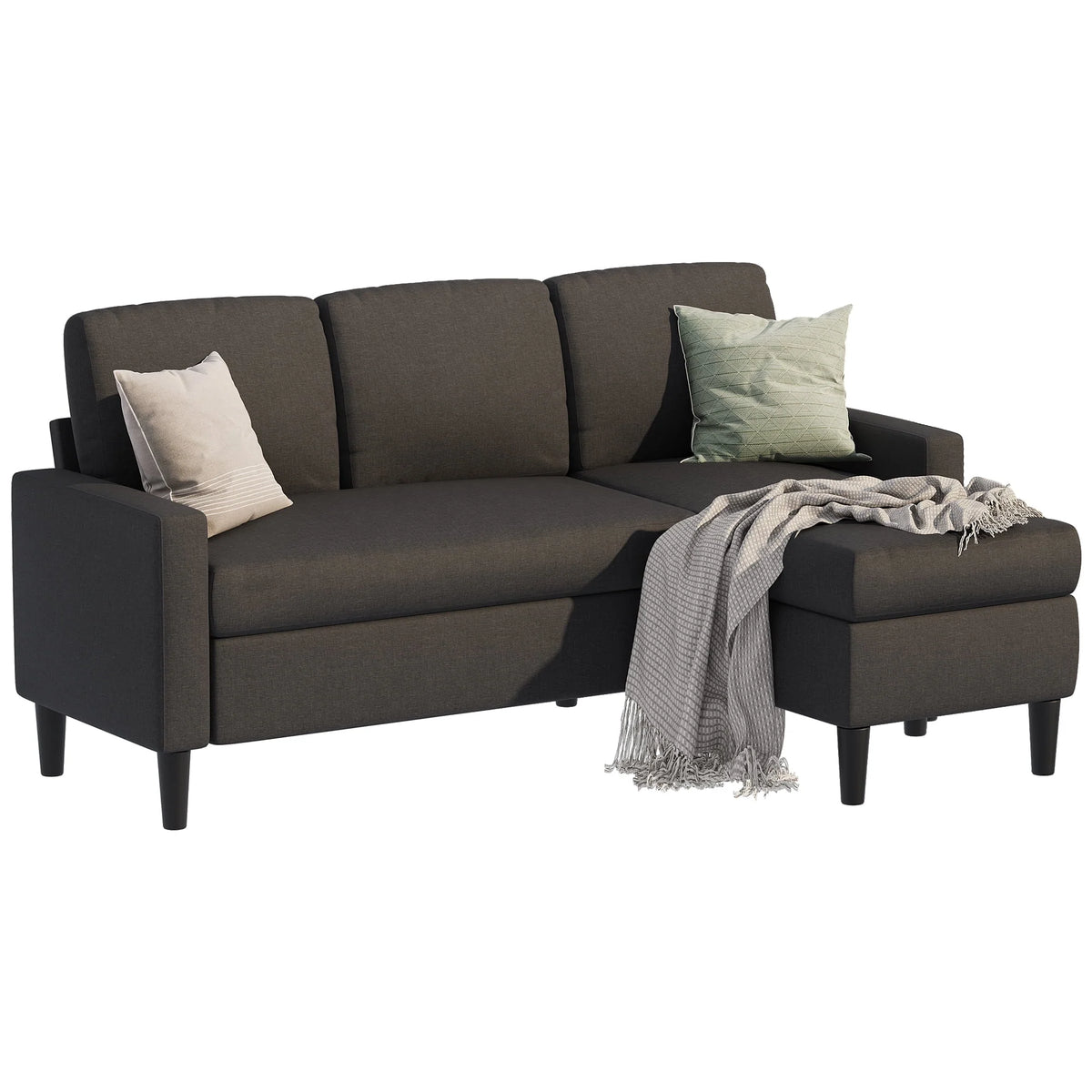 Convertible Sectional Sofa L-Shaped 3-Seat Couch with Reversible Chaise P2699